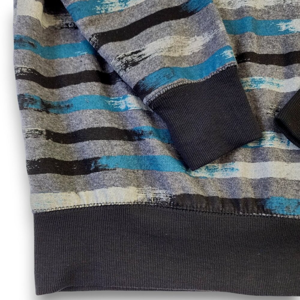 NO BOUNDARIES Men's Hoodie Medium Y2K Full Zip Gray Blue-Green Striped - Picture 10 of 13